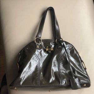 YSL grey patent leather bag - large